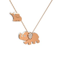 Swarovski 8 ayar rose altın kolye (40 cm rose altın rolo zincir)