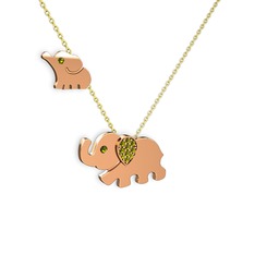 Peridot 8 ayar rose altın kolye (40 cm altın rolo zincir)