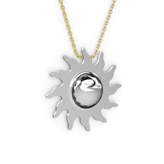 Güneş Kolye - 8 ayar beyaz altın kolye (40 cm altın rolo zincir) #10tpeos