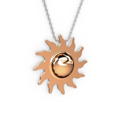 Güneş Kolye - 8 ayar rose altın kolye (40 cm beyaz altın rolo zincir) #120shh7