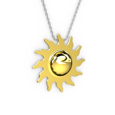 Güneş Kolye - 925 ayar altın kaplama gümüş kolye (40 cm beyaz altın rolo zincir) #1545dp