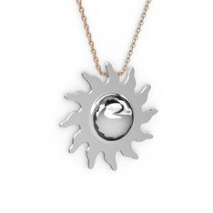 Güneş Kolye - 925 ayar gümüş kolye (40 cm rose altın rolo zincir) #8yowco