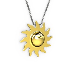 Güneş Kolye - 8 ayar altın kolye (40 cm gümüş rolo zincir) #a12fn2