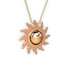 Güneş Kolye - 14 ayar rose altın kolye (40 cm gümüş rolo zincir) #ieuhq