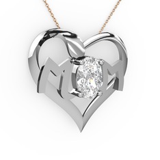 Mom Kolye - Swarovski 14 ayar beyaz altın kolye (40 cm gümüş rolo zincir) #10na8p6