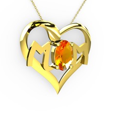 Mom Kolye - Sitrin 14 ayar altın kolye (40 cm altın rolo zincir) #14307xk