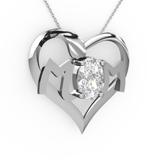 Mom Kolye - Beyaz zirkon 18 ayar beyaz altın kolye (40 cm beyaz altın rolo zincir) #163zoc