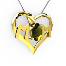 Peridot 925 ayar altın kaplama gümüş kolye (40 cm gümüş rolo zincir)