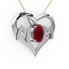 Kök yakut 925 ayar gümüş kolye (40 cm gümüş rolo zincir)