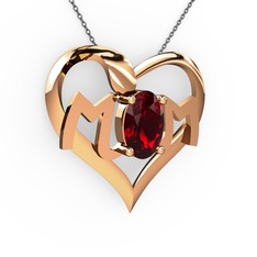 Mom Kolye - Garnet 925 ayar rose altın kaplama gümüş kolye (40 cm gümüş rolo zincir) #1guohu1