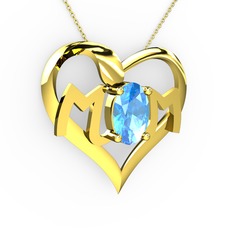 Mom Kolye - Akuamarin 925 ayar altın kaplama gümüş kolye (40 cm altın rolo zincir) #1h1mkm2