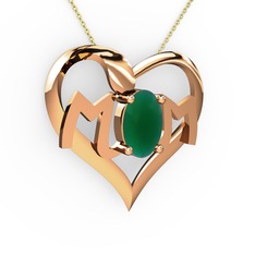 Mom Kolye - Kök zümrüt 14 ayar rose altın kolye (40 cm gümüş rolo zincir) #1h5suxr