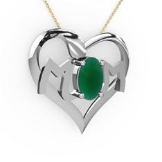 Mom Kolye - Kök zümrüt 14 ayar beyaz altın kolye (40 cm altın rolo zincir) #1imbrk1