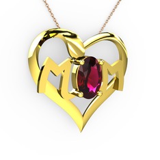 Rodolit garnet 18 ayar altın kolye (40 cm rose altın rolo zincir)