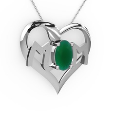 Mom Kolye - Kök zümrüt 8 ayar beyaz altın kolye (40 cm beyaz altın rolo zincir) #1n5qb1s