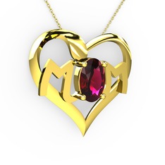 Mom Kolye - Rodolit garnet 14 ayar altın kolye (40 cm altın rolo zincir) #1rgo04t