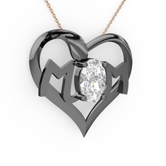 Mom Kolye - Swarovski 925 ayar siyah rodyum kaplama gümüş kolye (40 cm rose altın rolo zincir) #1rhzv33