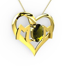 Mom Kolye - Peridot 14 ayar altın kolye (40 cm altın rolo zincir) #1rp9g4b
