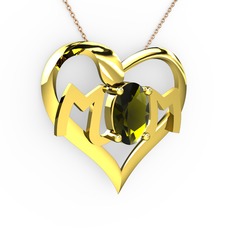 Peridot 925 ayar altın kaplama gümüş kolye (40 cm rose altın rolo zincir)