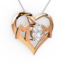 Mom Kolye - Swarovski 925 ayar rose altın kaplama gümüş kolye (40 cm beyaz altın rolo zincir) #1z0ptcv