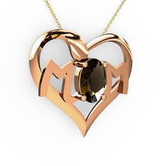 Mom Kolye - Dumanlı kuvars 14 ayar rose altın kolye (40 cm altın rolo zincir) #6l1yic