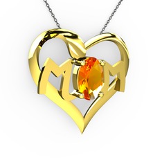 Mom Kolye - Sitrin 8 ayar altın kolye (40 cm gümüş rolo zincir) #cp94ve