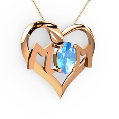 Mom Kolye - Akuamarin 18 ayar rose altın kolye (40 cm altın rolo zincir) #cqseyr