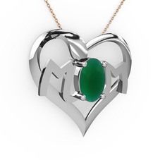 Mom Kolye - Kök zümrüt 18 ayar beyaz altın kolye (40 cm gümüş rolo zincir) #hjqum7