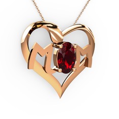 Mom Kolye - Garnet 18 ayar rose altın kolye (40 cm gümüş rolo zincir) #hw5ndr