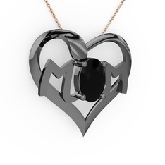 Mom Kolye - Siyah zirkon 925 ayar siyah rodyum kaplama gümüş kolye (40 cm gümüş rolo zincir) #nua8z4