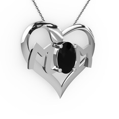 Mom Kolye - Siyah zirkon 14 ayar beyaz altın kolye (40 cm gümüş rolo zincir) #pqvdcd