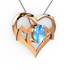 Mom Kolye - Akuamarin 14 ayar rose altın kolye (40 cm gümüş rolo zincir) #pxfeu0