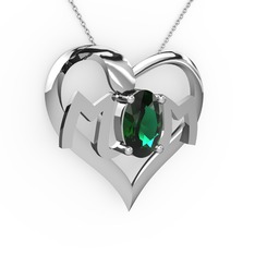 Mom Kolye - Yeşil kuvars 925 ayar gümüş kolye (40 cm beyaz altın rolo zincir) #u3tvat