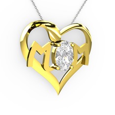Mom Kolye - Swarovski 14 ayar altın kolye (40 cm beyaz altın rolo zincir) #vf2oly