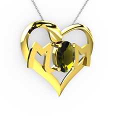 Mom Kolye - Peridot 8 ayar altın kolye (40 cm beyaz altın rolo zincir) #wiyoyi