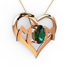 Yeşil kuvars 8 ayar rose altın kolye (40 cm gümüş rolo zincir)