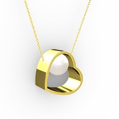 Saklı İnci Kolye - Inci 14 ayar altın kolye (40 cm altın rolo zincir) #128vaay