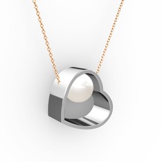 Inci 18 ayar beyaz altın kolye (40 cm gümüş rolo zincir)