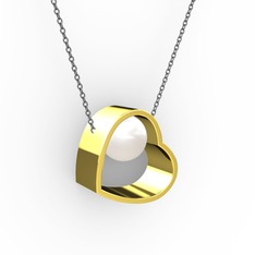 Saklı İnci Kolye - Inci 8 ayar altın kolye (40 cm gümüş rolo zincir) #1tqz9qi