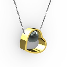 Saklı İnci Kolye - Siyah inci 8 ayar altın kolye (40 cm gümüş rolo zincir) #79ruvj