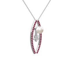 Inci, rodolit garnet ve swarovski 925 ayar gümüş kolye (40 cm gümüş rolo zincir)