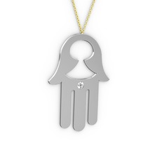 Fatma'nın (Hamsa) Eli Kolye - Swarovski 925 ayar gümüş kolye (40 cm altın rolo zincir) #2xnmfi