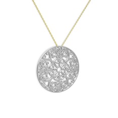 Moneda Kolye - 18 ayar beyaz altın kolye (40 cm gümüş rolo zincir) #1f5alg9