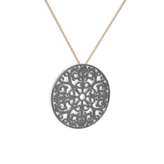 Moneda Kolye - 925 ayar siyah rodyum kaplama gümüş kolye (40 cm rose altın rolo zincir) #1l5w7hi