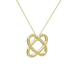 Taşlı Çift Kalp Kolye - Swarovski 14 ayar altın kolye (40 cm altın rolo zincir) #12z80hk