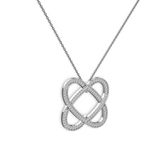 Swarovski 8 ayar beyaz altın kolye (40 cm gümüş rolo zincir)
