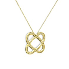 Taşlı Çift Kalp Kolye - Pırlanta 8 ayar altın kolye (0.8448 karat, 40 cm altın rolo zincir) #173jh13
