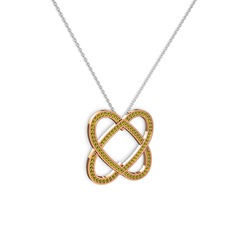 Taşlı Çift Kalp Kolye - Peridot 18 ayar rose altın kolye (40 cm gümüş rolo zincir) #1anda9z