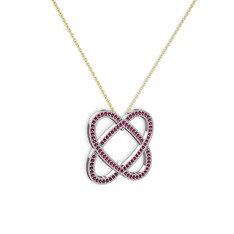 Rodolit garnet 8 ayar beyaz altın kolye (40 cm altın rolo zincir)