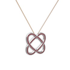 Garnet 18 ayar beyaz altın kolye (40 cm rose altın rolo zincir)